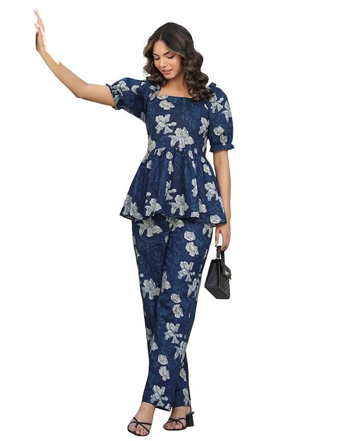 61ZHIPhDg5L._SX679_-1.jpg Women's Co-ord Set Rayon Blend Top and Pant Set | Ethnic Co Ord Set | Printed Co-Ord Set for Women - Image 1