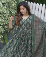 Women Printed Flared A-Line Kurta with Pant and Dupatta Suit Set | Kurta Set - Image 4